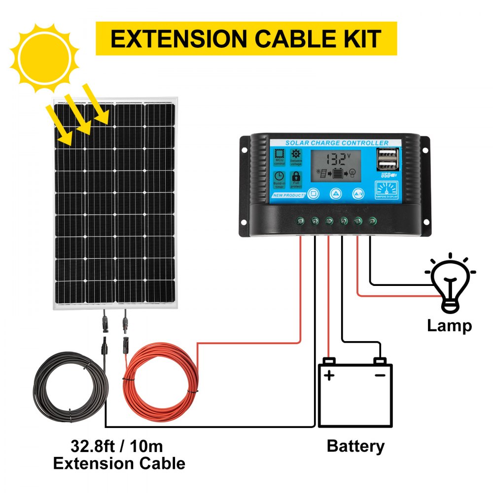 Vevor Kit de panel solar de 150 vatios 12v Cargador de batería con soporte de montaje abs para RV