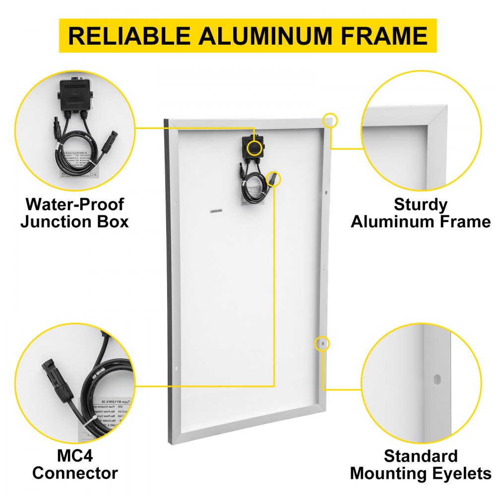 Vevor Kit de panel solar de 150 vatios 12v Cargador de batería con soporte de montaje abs para RV