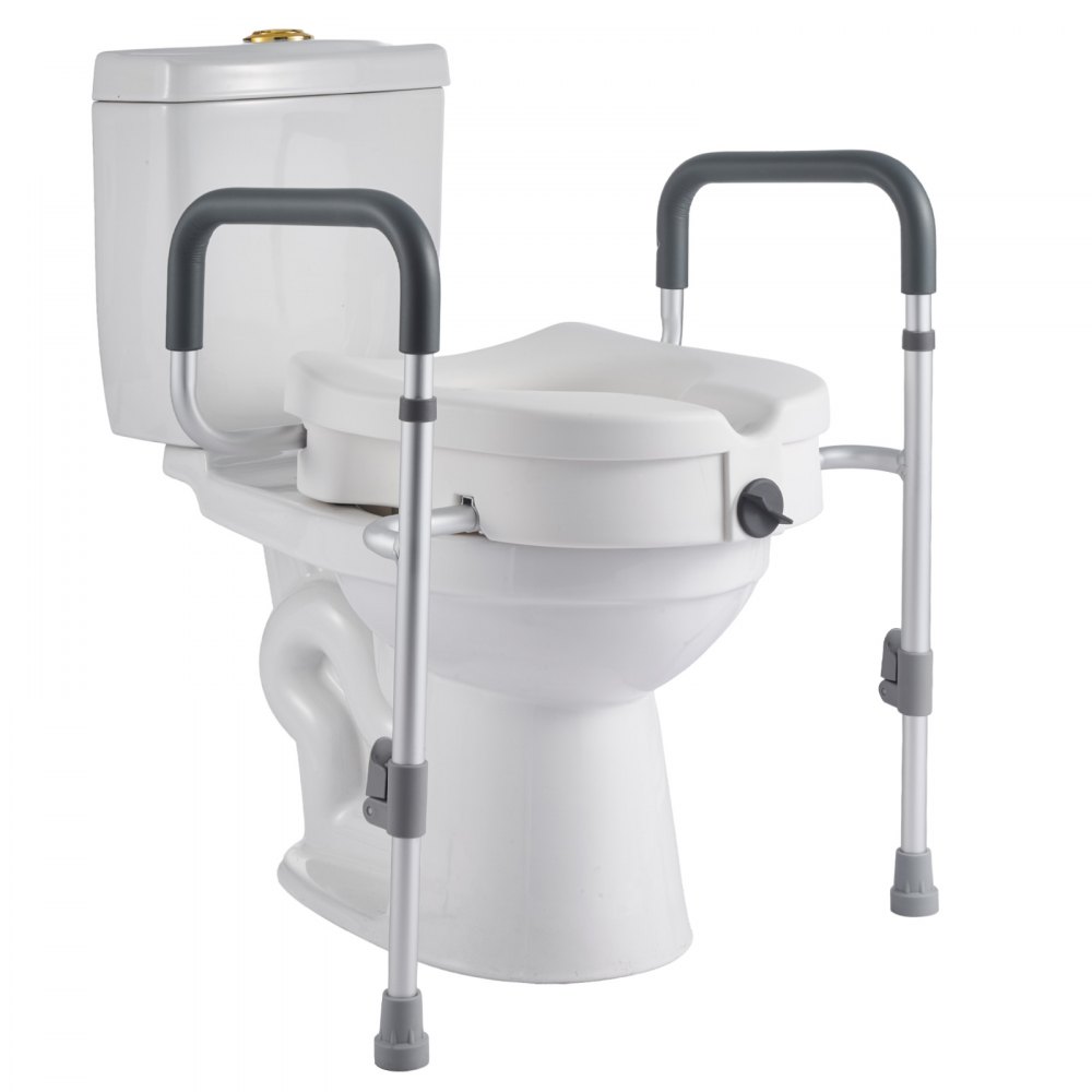 VEVOR Raised Toilet Seat with Arms, 159 kg Capacity, 127 mm Lift Height & Adjustable Width, Widened Commode Elevated Toilet Seat Riser with Handles for Seniors, Elderly, Handicap, Disabled, Adults