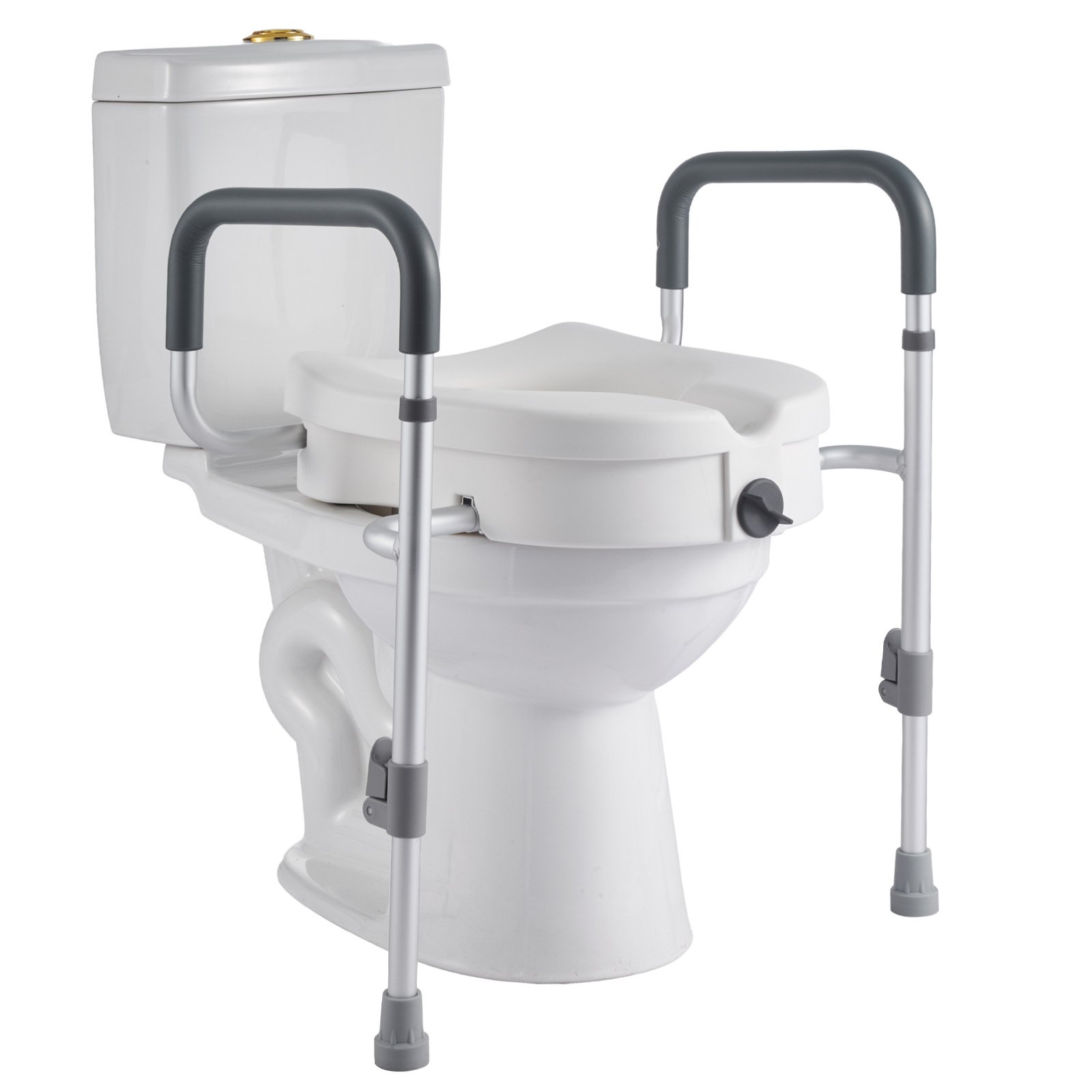 VEVOR Raised Toilet Seat with Arms, 159 kg Capacity, 127 mm Lift Height & Adjustable Width, Widened Commode Elevated Toilet Seat Riser with Handles for Seniors, Elderly, Handicap, Disabled, Adults