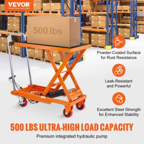 Hüdrauliline tõstelaud-käru 230 kg, oranž — pilt 2
