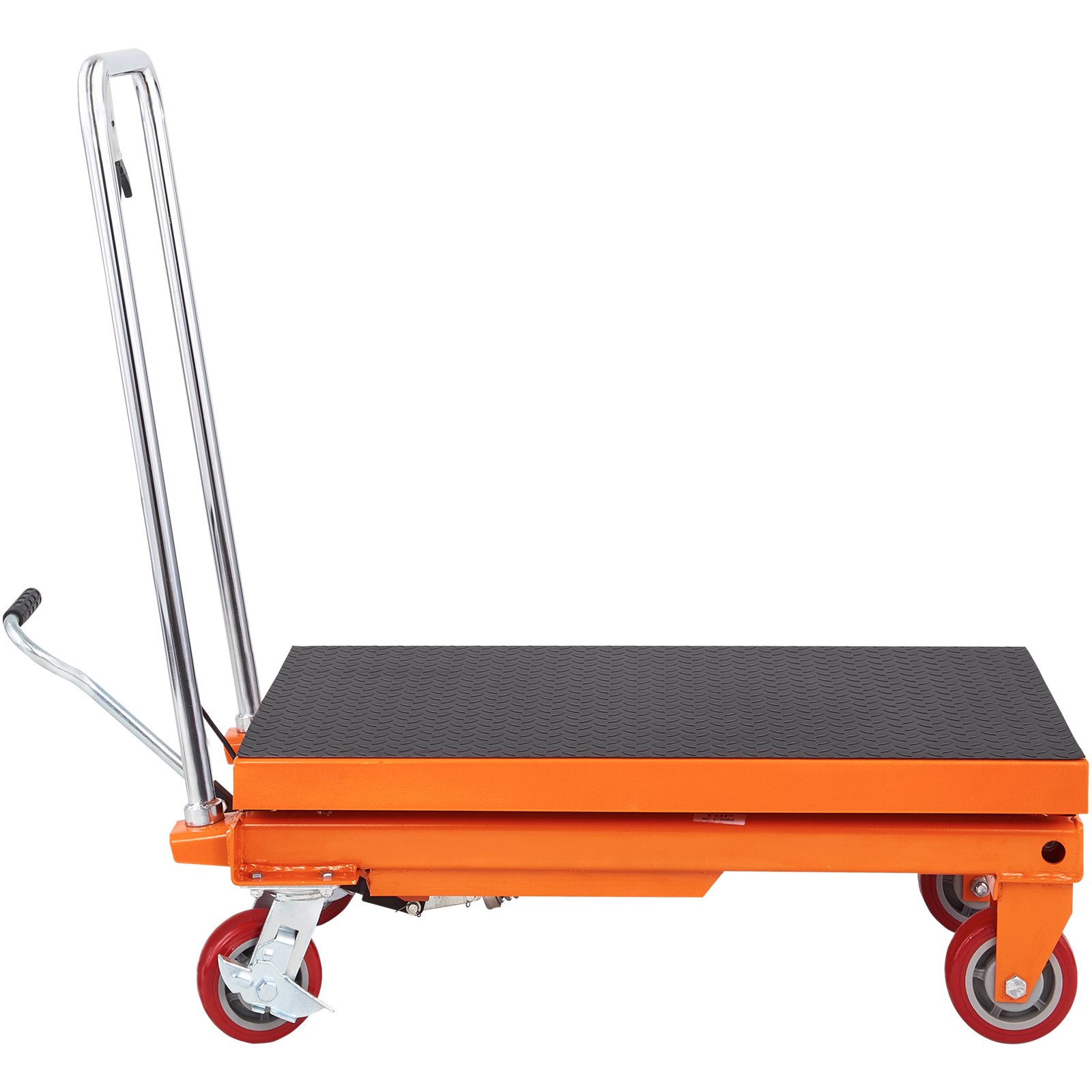 VEVOR Hydraulic Lift Table Cart, 1100lbs Capacity 35.4" Lifting Height, Manual Single Scissor Lift Table with 4 Wheels and Non-slip Pad, Hydraulic Scissor Cart for Material Handling and Transportation