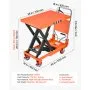 VEVOR Hydraulic Lift Table Cart, 350 kg Capacity 720 mm Lifting Height, for Material Handling, Moving, Transportation, Manual Single Scissor Lift Table, 4 Wheels and Foldable Handle, Heavy-Duty Steel