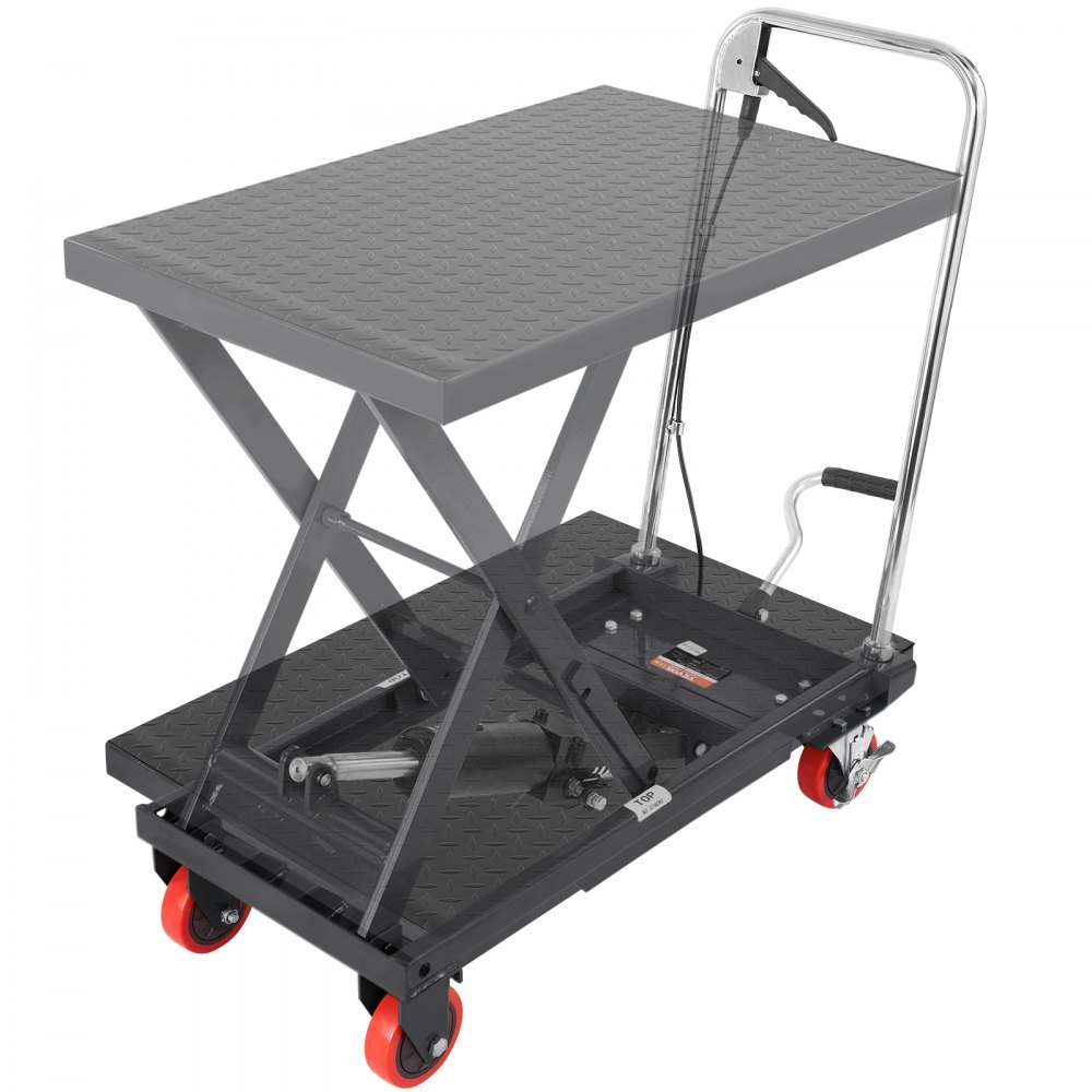 VEVOR Hydraulic Lift Table Cart, 500lbs Capacity 28.5 Lifting Height,  Manual Single Scissor Lift Table with 4 Wheels and Non-slip Pad, Hydraulic  Scissor Cart for Material Handling, Black