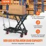 VEVOR Hydraulic Lift Table Cart, 500lbs Capacity 28.5" Lifting Height, Manual Single Scissor Lift Table with 4 Wheels and Non-slip Pad, Hydraulic Scissor Cart for Material Handling, Black