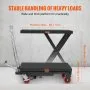 VEVOR Hydraulic Lift Table Cart, 500lbs Capacity 28.5" Lifting Height, Manual Single Scissor Lift Table with 4 Wheels and Non-slip Pad, Hydraulic Scissor Cart for Material Handling, Black