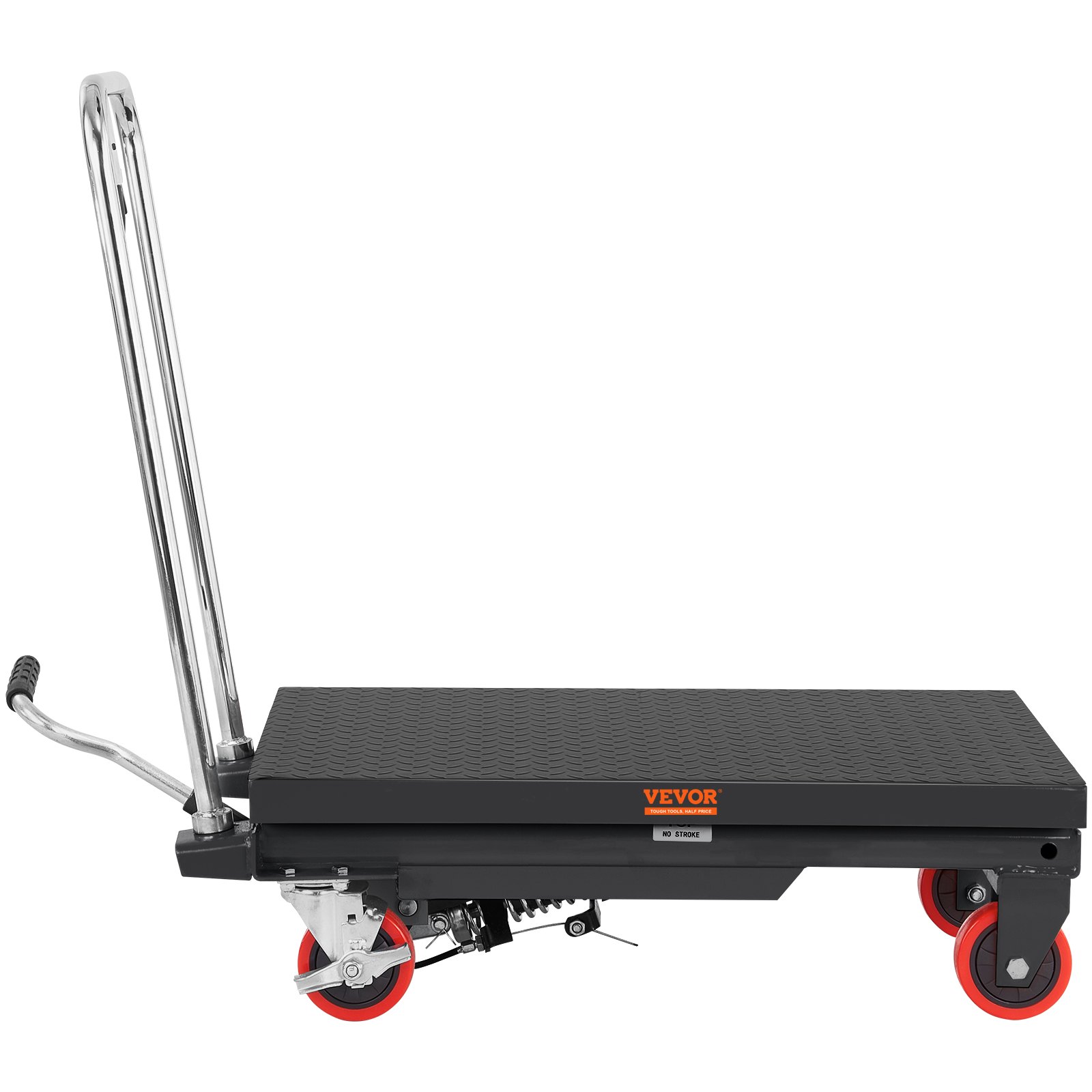 VEVOR Hydraulic Lift Table Cart,230 kg Capacity 720 mm Lifting Height, Manual Single Scissor Lift Table with 4 Wheels and Non-slip Pad, Hydraulic Scissor Cart for Material Handling, Black