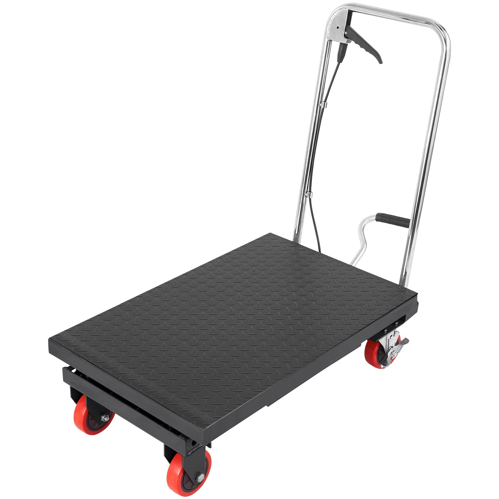 VEVOR Hydraulic Lift Table Cart,230 kg Capacity 720 mm Lifting Height, Manual Single Scissor Lift Table with 4 Wheels and Non-slip Pad, Hydraulic Scissor Cart for Material Handling, Black