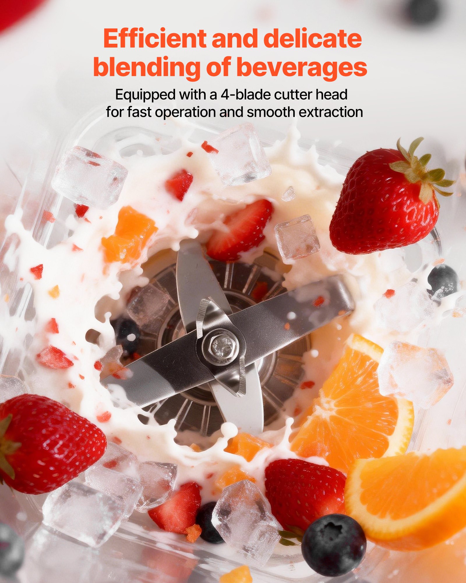 VEVOR Blender, 2L Professional Countertop Blenders with Shield, 2200W 26000RPM Kitchen Food Processor Combo, Self-Cleaning, Speed Adjustable, 6 Preset Menu for Smoothies, Ice Crushing, Puree, White