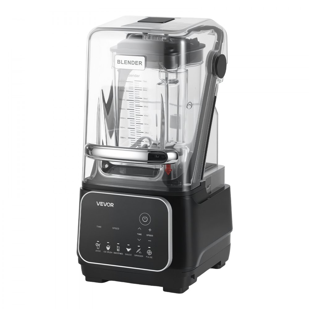 VEVOR Blender, 2L Professional Countertop Blenders with Shield, 2200W 26000RPM Kitchen Food Processor Combo, Self-Cleaning, Speed Adjustable, 6 Preset Menu for Smoothies, Ice Crushing, Puree, Black