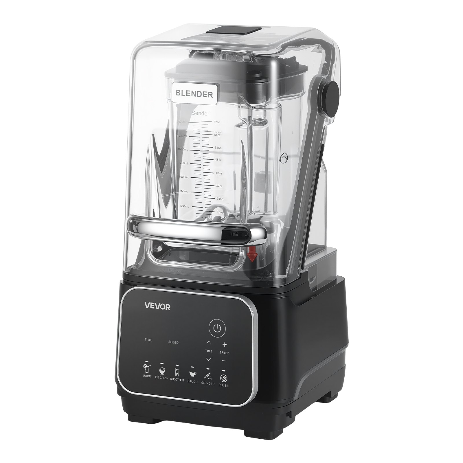 VEVOR Blender, 2L Professional Countertop Blenders with Shield, 2200W 26000RPM Kitchen Food Processor Combo, Self-Cleaning, Speed Adjustable, 6 Preset Menu for Smoothies, Ice Crushing, Puree, Black