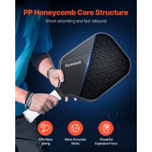 Pro Carbon Fiber Pickleball Paddle Honeycomb Core Racket for Adults Black