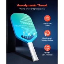 Pro Carbon Fiber Pickleball Paddle with Aero Throat Honeycomb Core Racket