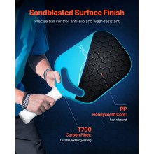 Pro Carbon Fiber Pickleball Paddle with Aero Throat Honeycomb Core Racket