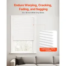 Mini Blinds 35" W x 48" H 1" Slat Cordless Horizontal Light Filtering Mini Blind