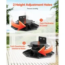 24 Pcs Adjustable Deck Support Pedestal Deck Foundation Base Rising 1.18-2.36 in
