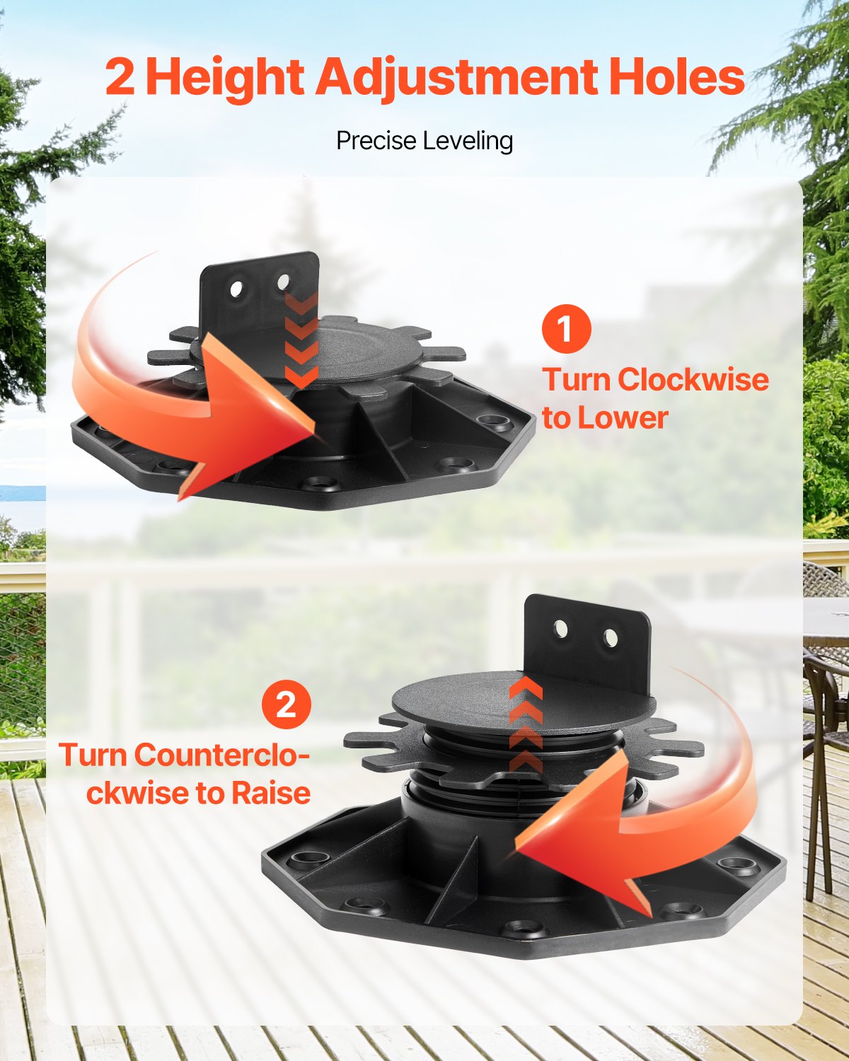 VEVOR Deck Blocks 24 PCS, 2000lbs / 907.18kg Load Capacity Deck Support Plastic Pedestal Paver, Raising 1.18 - 2.36 inch / 30 - 60 mm, Height Adjustable Shed Foundation Base for Wood Concrete Metal