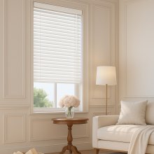 Faux Wood Blinds 2" Slat 34.5" W x 60" H Cordless Window Blinds and Shades White