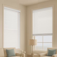 Faux Wood Blinds 2" Slat 34.5" W x 60" H Cordless Window Blinds and Shades White