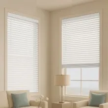 Faux Wood Blinds 2" Slat 34.5" W x 60" H Cordless Window Blinds and Shades White
