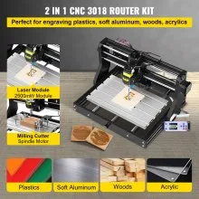 VEVOR CNC 3018 Pro 2500MW 300×180×40mm Cnc Machine GRBL Control Mini Laser Engraver with Offline Controller 3 Axis Laser Engraving Machine for Carving Milling Plastic Acrylic PVC Wood