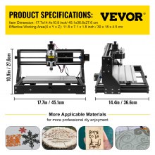 VEVOR CNC 3018 Pro 5500MW 300×180×45mm Cnc Μηχάνημα GRBL Control Mini Laser Engraver with Offline Controller 3 Axis Laser Engraving Machine for Carving Frasing Plastic Acrylic PVC Wood