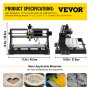 VEVOR CNC 3018-PRO Router Machine 3 Axis GRBL Control with Offline Controller Plastic Acrylic PCB PVC Wood Carving Milling Engraving Machine XYZ Working Area 300x180x45mm