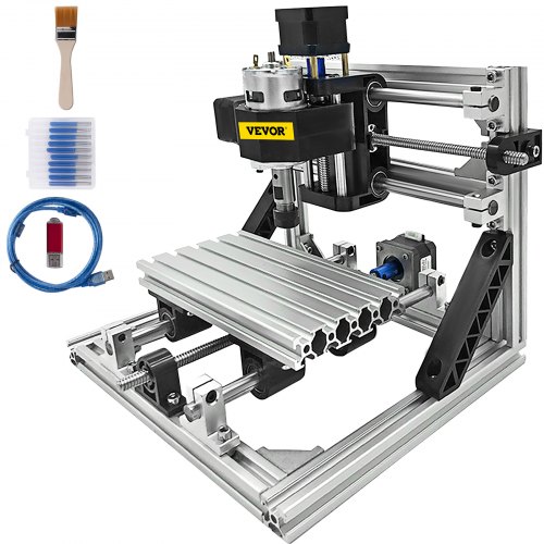 VEVOR CNC Router Machine CNC 1610 3 Axis GRBL Control with ER11 and 5mm Extension Rod for Plastic Acrylic PCB PVC Wood Carving DIY Ideas? XYZ Working Area 160x100x40mm