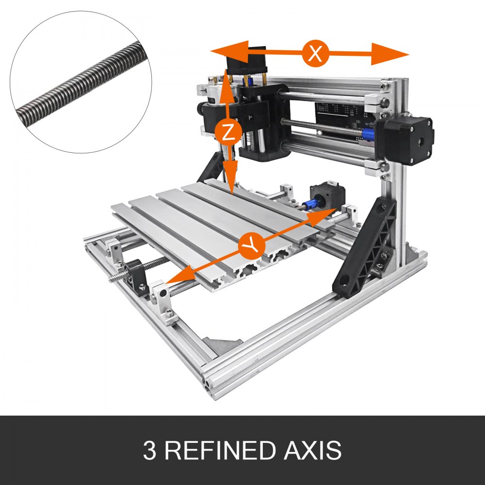 3 Axis CNC Router Kit 2418 2500MW T8 Screw PVC USB Port Engraver Milling Machine