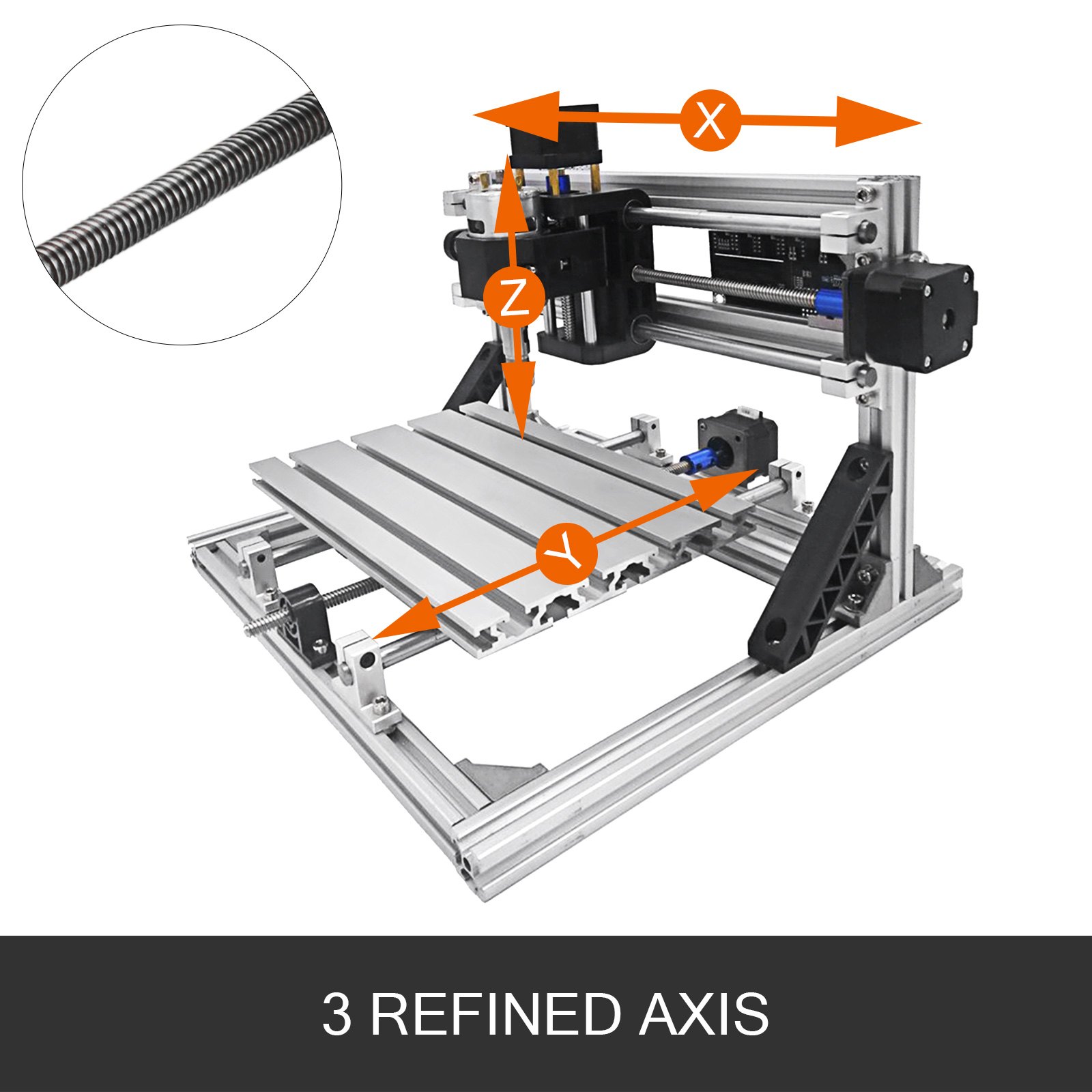 3 Axis CNC Router Kit 2418 2500MW T8 Screw PVC USB Port Engraver Milling Machine