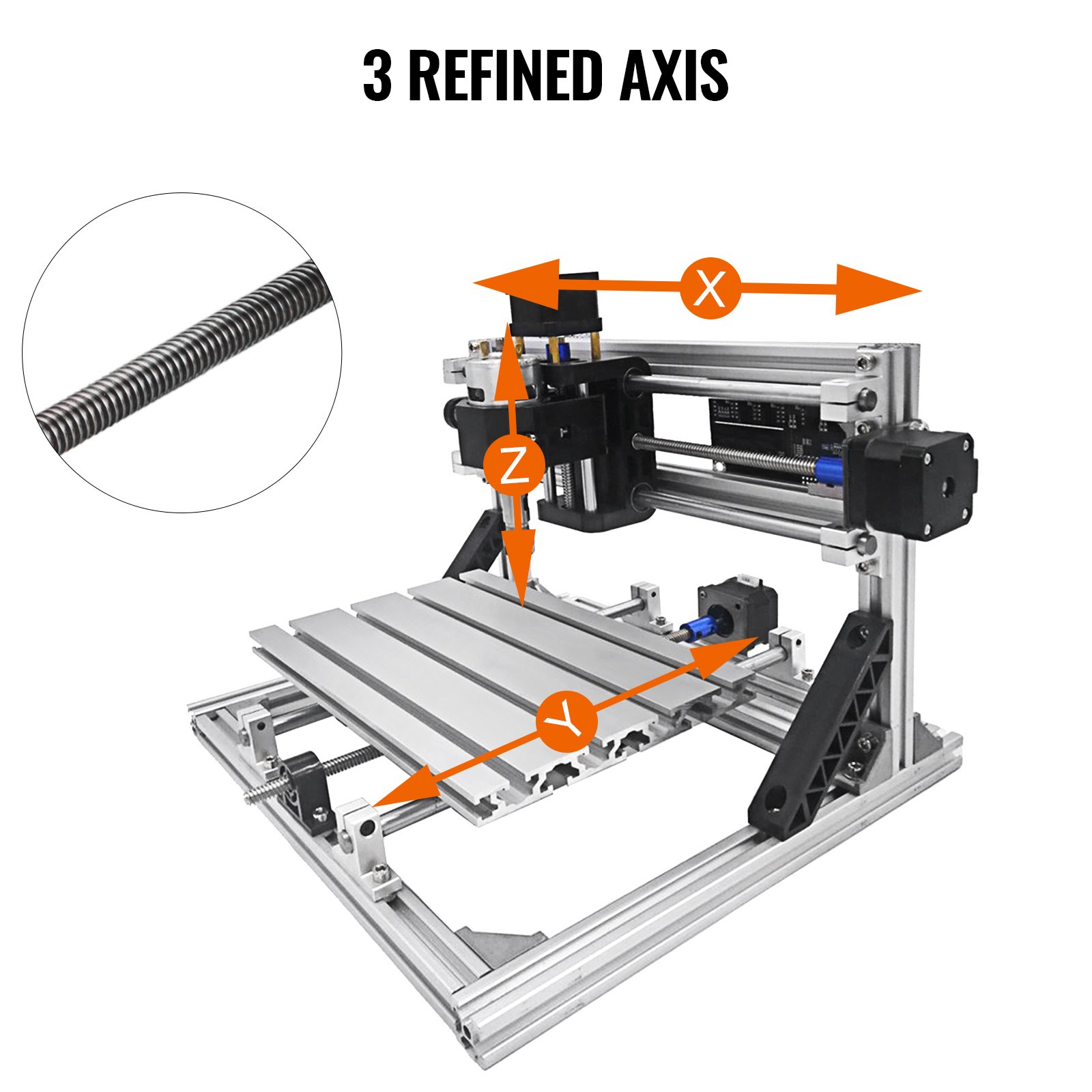 3 Axis CNC Router Kit 2418 500MW Engraving Milling 2020 Aluminium Profiles