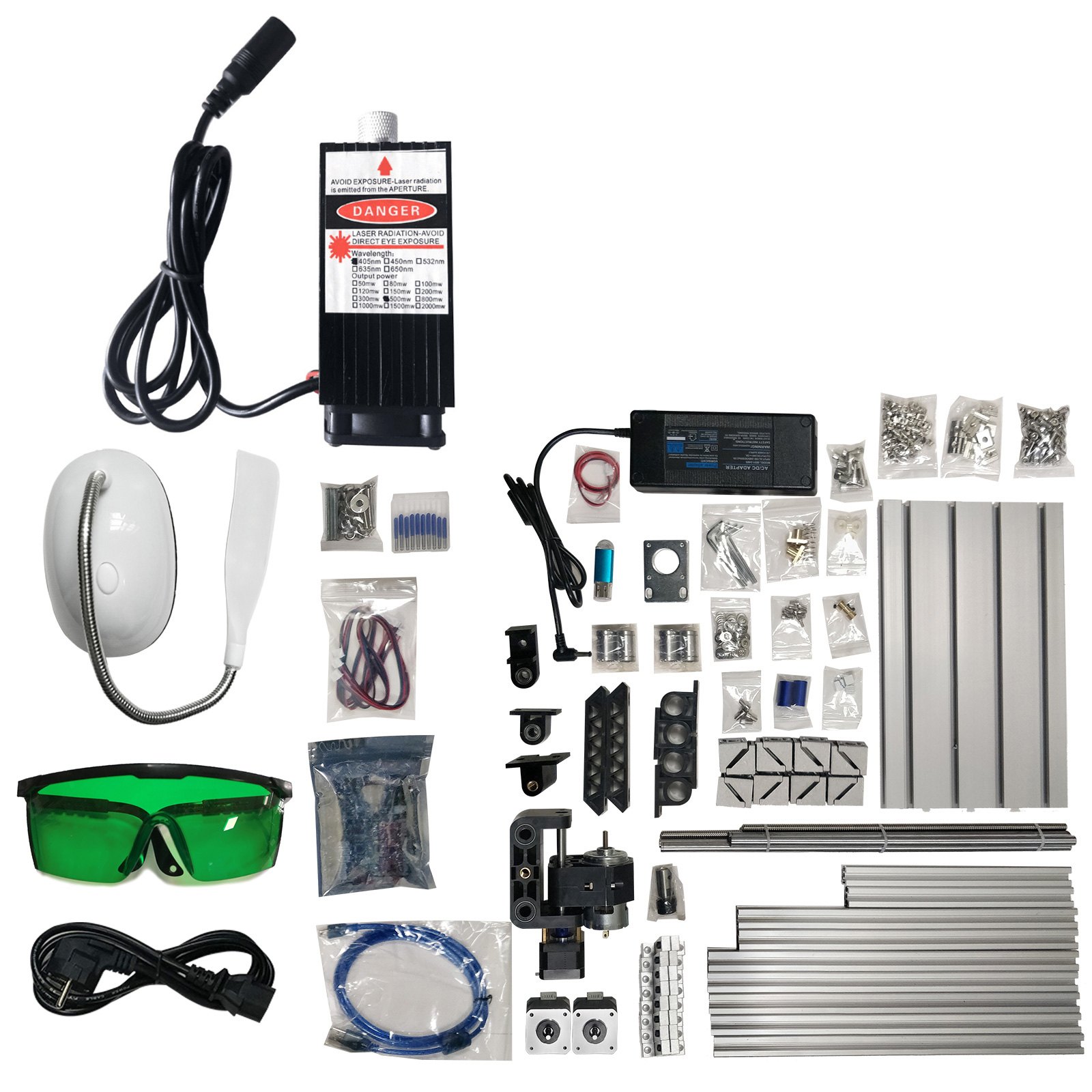 3 Axis CNC Router Kit 2418 500MW Engraving Milling 2020 Aluminium Profiles