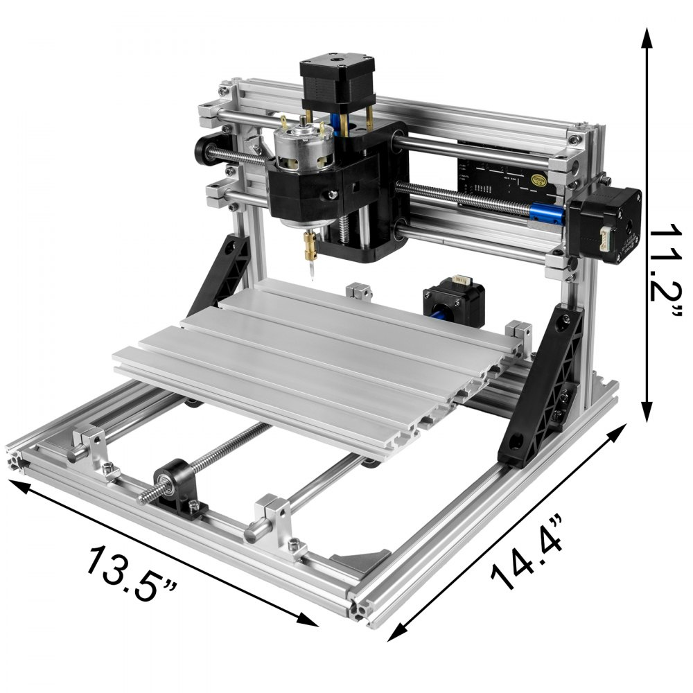 VEVOR CNC 2418 Máquina CNC GRBL Control CNC Router Kit 3 ejes con controlador fuera de línea Gafas y lámparas de mesa Fresadora para madera PVC PCB (240x180x40mm, controlador fuera de línea)