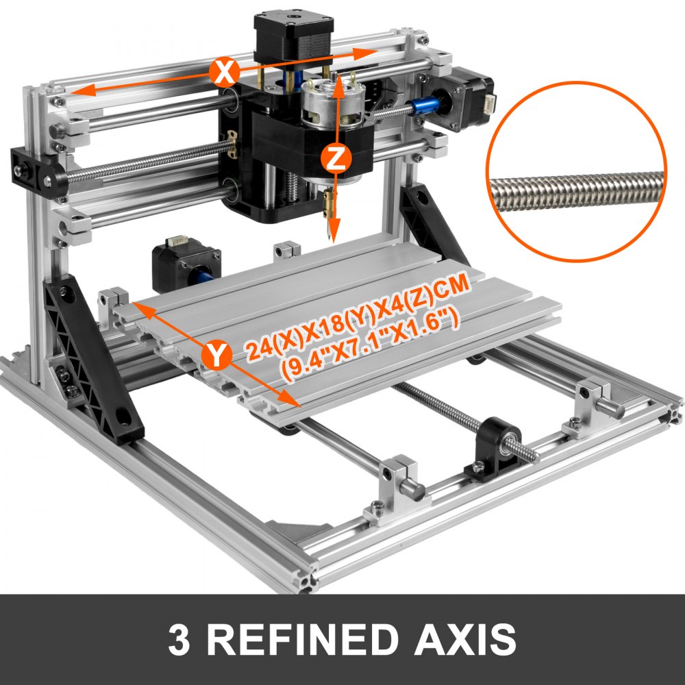 VEVOR 2418 CNC Router Kit Wood Router Kit Basic GRBL Control DIY CNC Machine 3 Axis PCB PVC Milling Machine with Offline Controller 240x180x40mm
