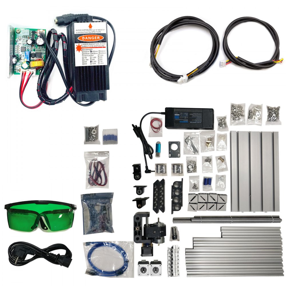 VEVOR CNC Router Machine 3018 CNC Router Kit GRBL Control 3 Axis Plastic Acrylic PCB PVC Wood Carving Milling Engraving Machine with 5500mW Module, XYZ Working Area 300x180x45mm