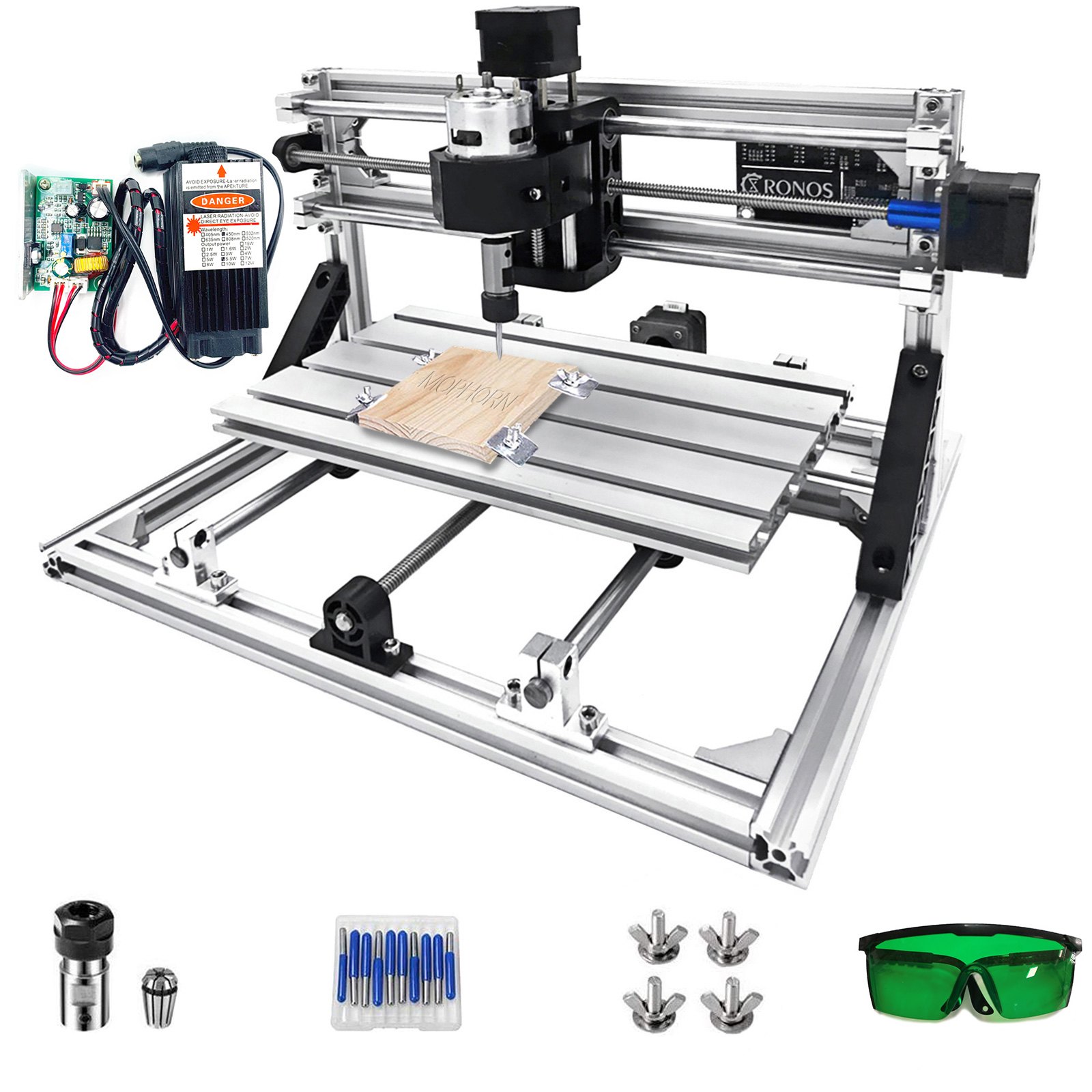 VEVOR CNC Router Machine 3018 CNC Router Kit GRBL Control 3 Axis Plastic Acrylic PCB PVC Wood Carving Milling Engraving Machine with 5500mW Module, XYZ Working Area 300x180x45mm
