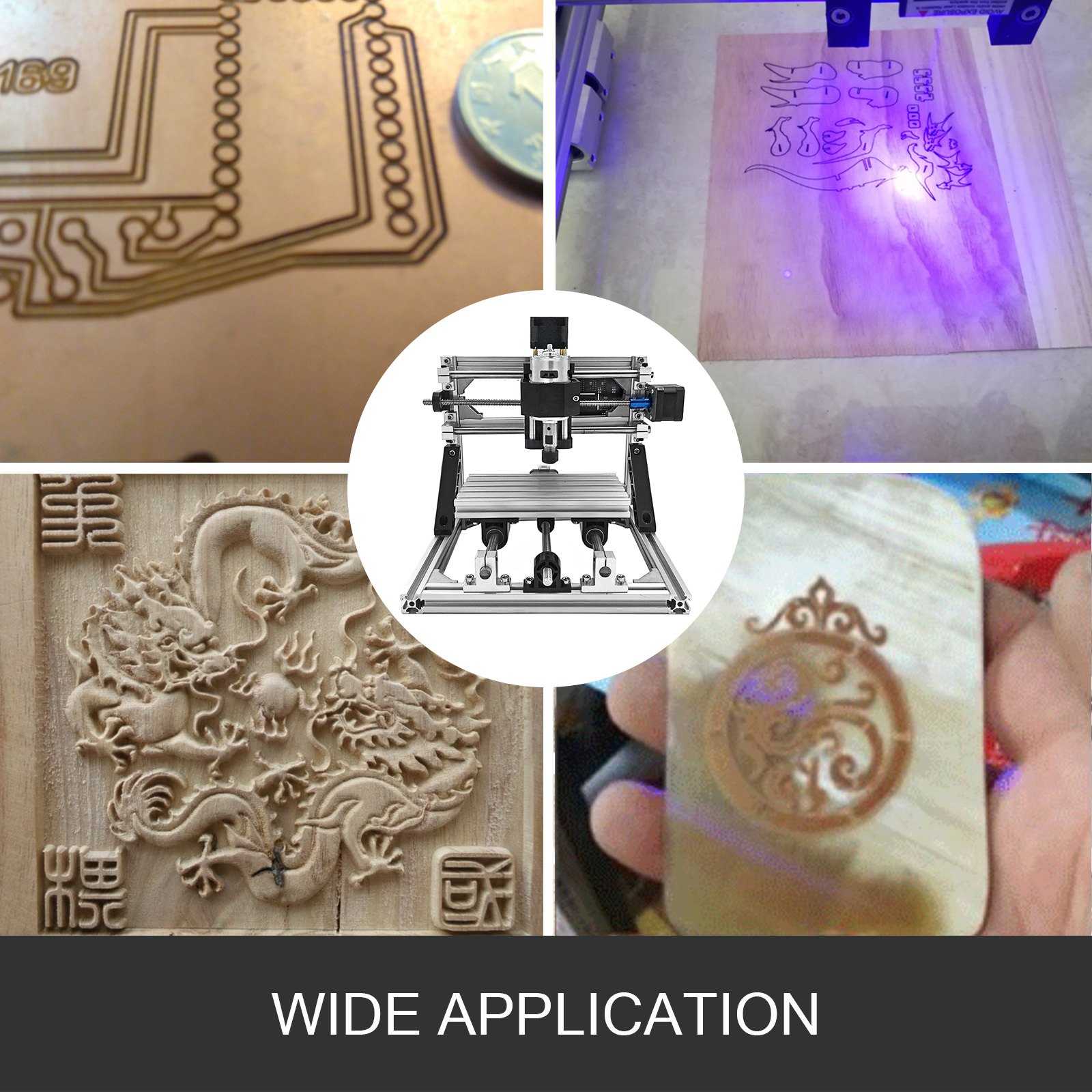 VEVOR CNC Router Machine 3018 CNC Router Kit GRBL Control 3 Axis Plastic Acrylic PCB PVC Wood Carving Milling Engraving Machine with 5500mW Module, XYZ Working Area 300x180x45mm