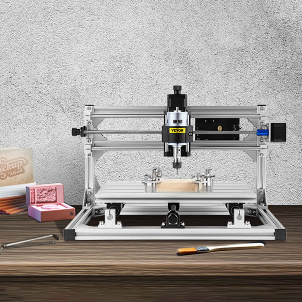 VEVOR CNC 3018 CNC Router Kit 3 Axis CNC Router Machine GRBL Control with ER11 and 5mm Extension Rod for Plastic Acrylic PCB PVC Wood Carving Milling Engraving Machine(XYZ Working Area 300x180x45mm)
