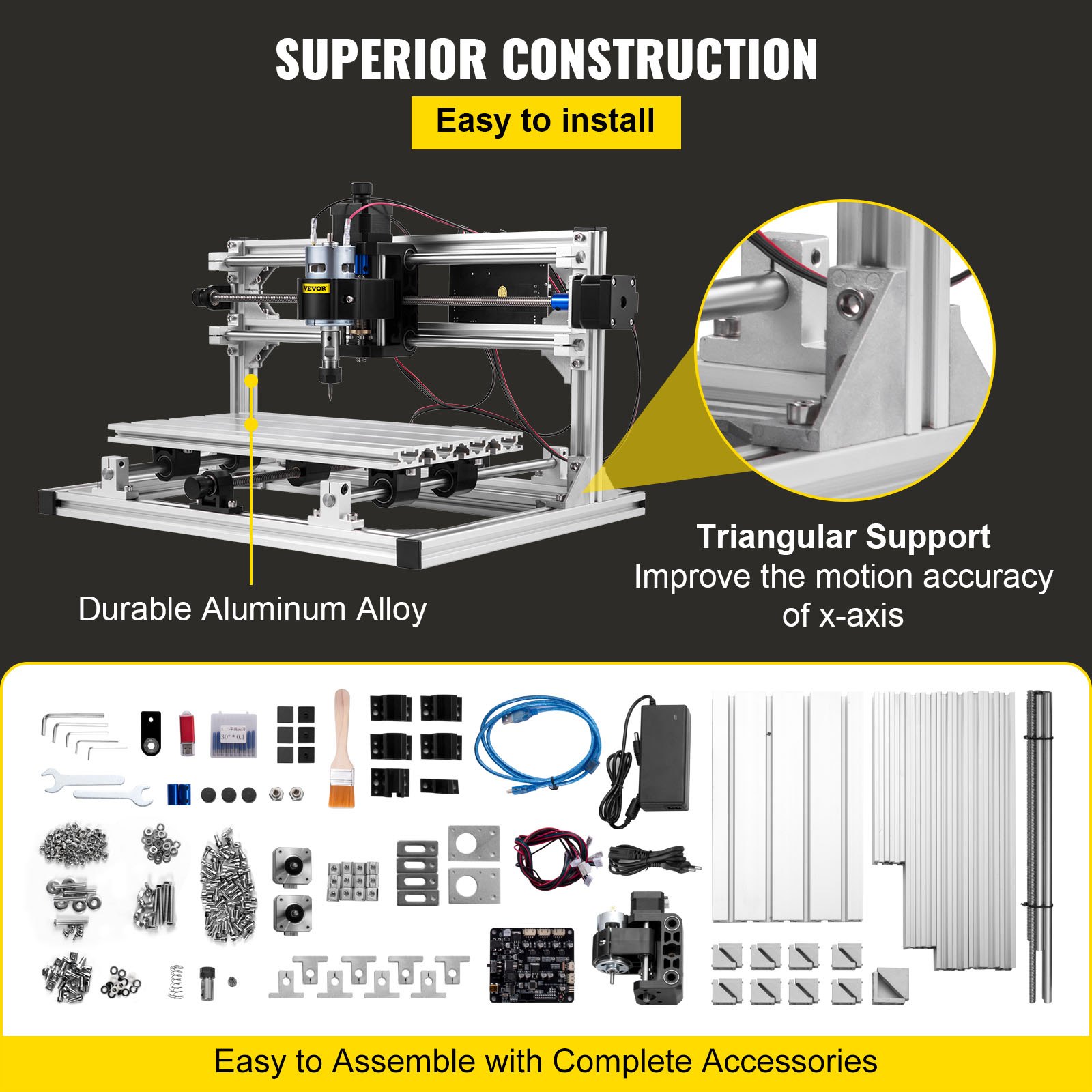 VEVOR 3 Axis 3018 Grbl Control CNC Router Engraving Machine 300X180X45mm for Wood PVC Injection Molding Material (Βασικό)