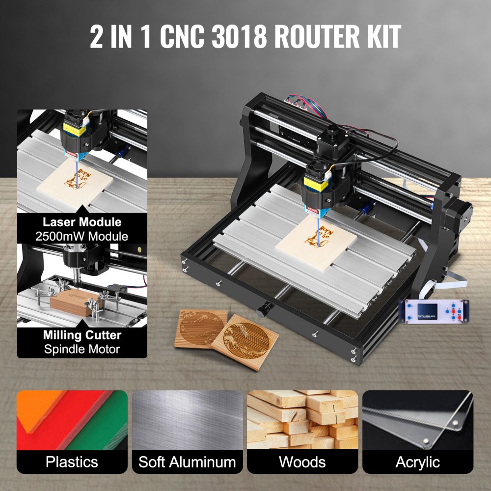 Cnc 3018 Pro 10w/15w Laser Diy Mini Cnc Machine With Grbl Offline  Controller 3 Axis Milling Machine Wood Router