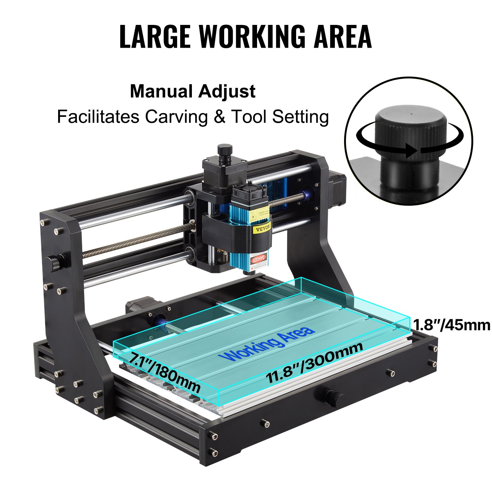 VEVOR Cnc 3018 Pro 15W Cnc 3018 300×180×45mm Cnc Machine GRBL Control Mini Laser Engraver With Offline Controller 3 Axis laser engraving machine for Carving Milling Plastic Acrylic PVC Wood