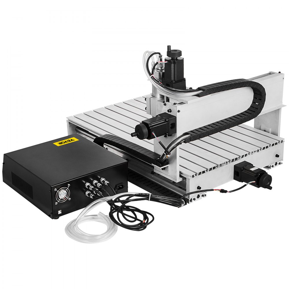 VEVOR CNC Router 6040 4 Axis CNC Router Engraver 600x400mm 1000W USB Engraving CNC Router Kit MACH3 Control VFD Water-Cooling Router Ball Screw for Metal, Wood, Glass and Plastic(6040 4 Axis)