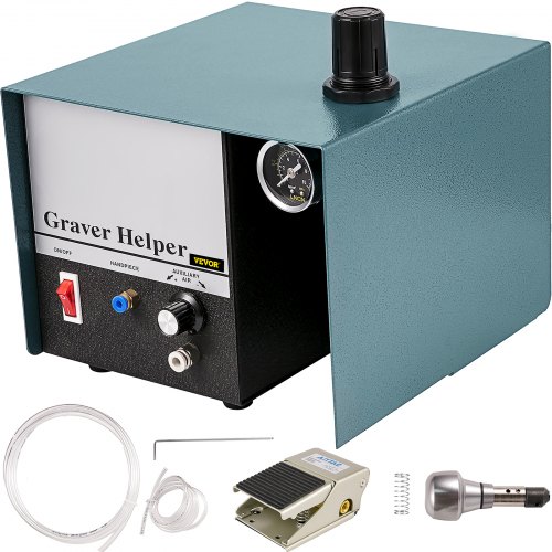 VEVOR Jewelry Pneumatic Engraving Machine 1400 RPM Adjustable Speed Pneumatic Hand Engraving Machines 60Hz 80W Pneumatic Graver Handpiece with Single-Head for Jewelry, Crafts and Wrought Iron