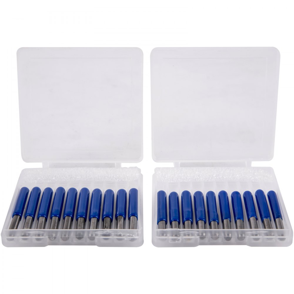 VEVOR 20 piezas CNC Bits 1/8 "(3.175 mm) Vástago CNC Router End Mill 0.1 mm Punta en forma de V Brocas de grabado Acero de tungsteno 3D Fresa 10/15/20/30 Grados CNC Talla Bits para grabado Acrílico Madera maciza MDF
