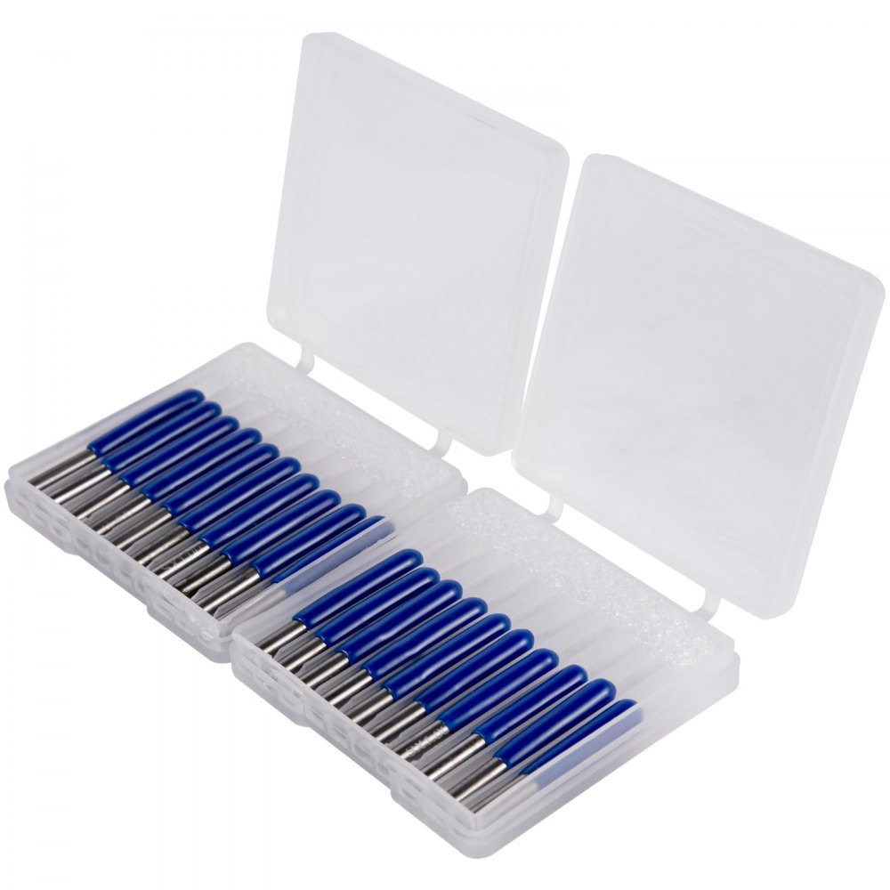 VEVOR 20 piezas CNC Bits 1/8 "(3.175 mm) Vástago CNC Router End Mill 0.1 mm Punta en forma de V Brocas de grabado Acero de tungsteno 3D Fresa 10/15/20/30 Grados CNC Talla Bits para grabado Acrílico Madera maciza MDF