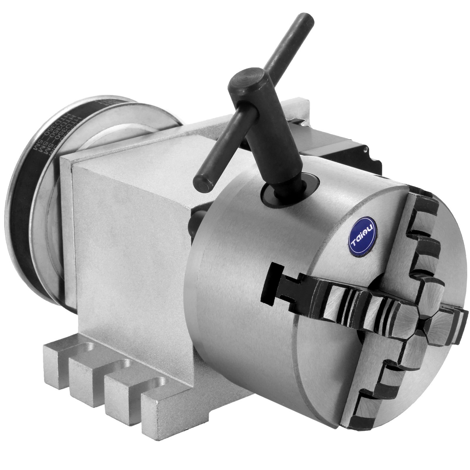 VEVOR CNC Rotational Rotary Axis 4-Jaw Chuck 100mm Hollow Shaft 4th Axis Rotary Axis Tailstock CNC Router Engraver Machine