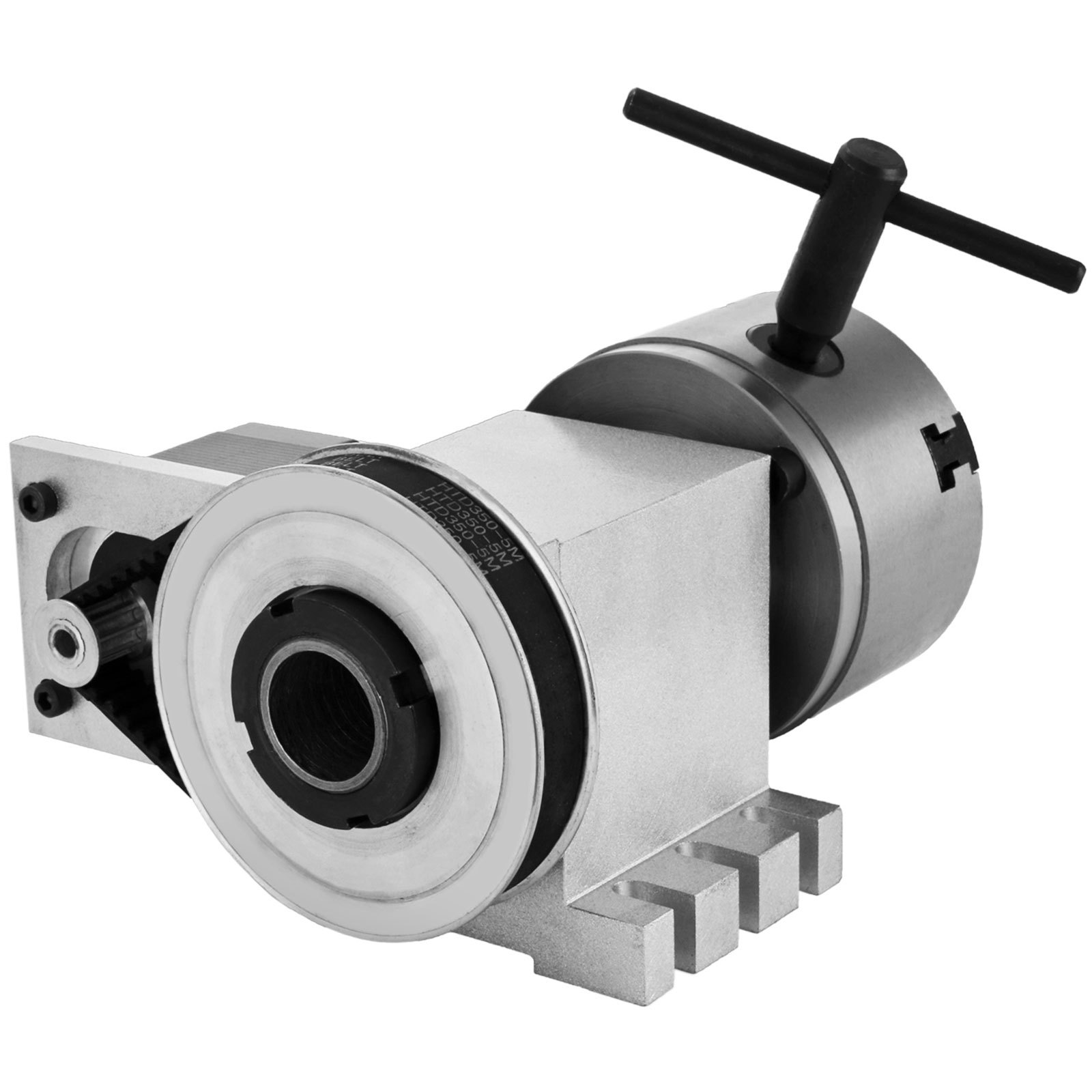 VEVOR CNC Rotational Rotary Axis 4-Jaw Chuck 100mm Hollow Shaft 4th Axis Rotary Axis Tailstock CNC Router Engraver Machine