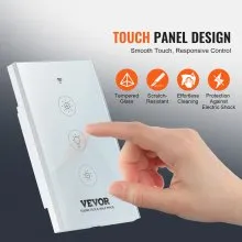 VEVOR WiFi Smart Light Dimmer Switch, 100-250V AC Wi-Fi 2.4GHz, 15% to 85% Stepless Dimming LED Dimmable Smart Switch with Touch Panel, App Remote Control Voice Compatible with Alexa Google Home