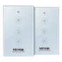 VEVOR Lot de 2 variateurs de lumière intelligents WiFi, 100-250 V AC Wi-Fi 2,4 GHz, 15 % à 85 % à intensité variable, interrupteur intelligent LED à intensité variable avec panneau tactile, télécommande vocale compatible avec Alexa Google Home