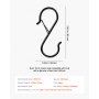 VEVOR S Hooks 36 Pack, 39.68 LBS Capacity for Bars up to 0.85 Inch, S Shaped Hooks with Safety Buckle, Heavy Duty Metal Hangers for Plants, Jeans, Clothes in Garden, Closet, Kitchen, Bedroom, Black